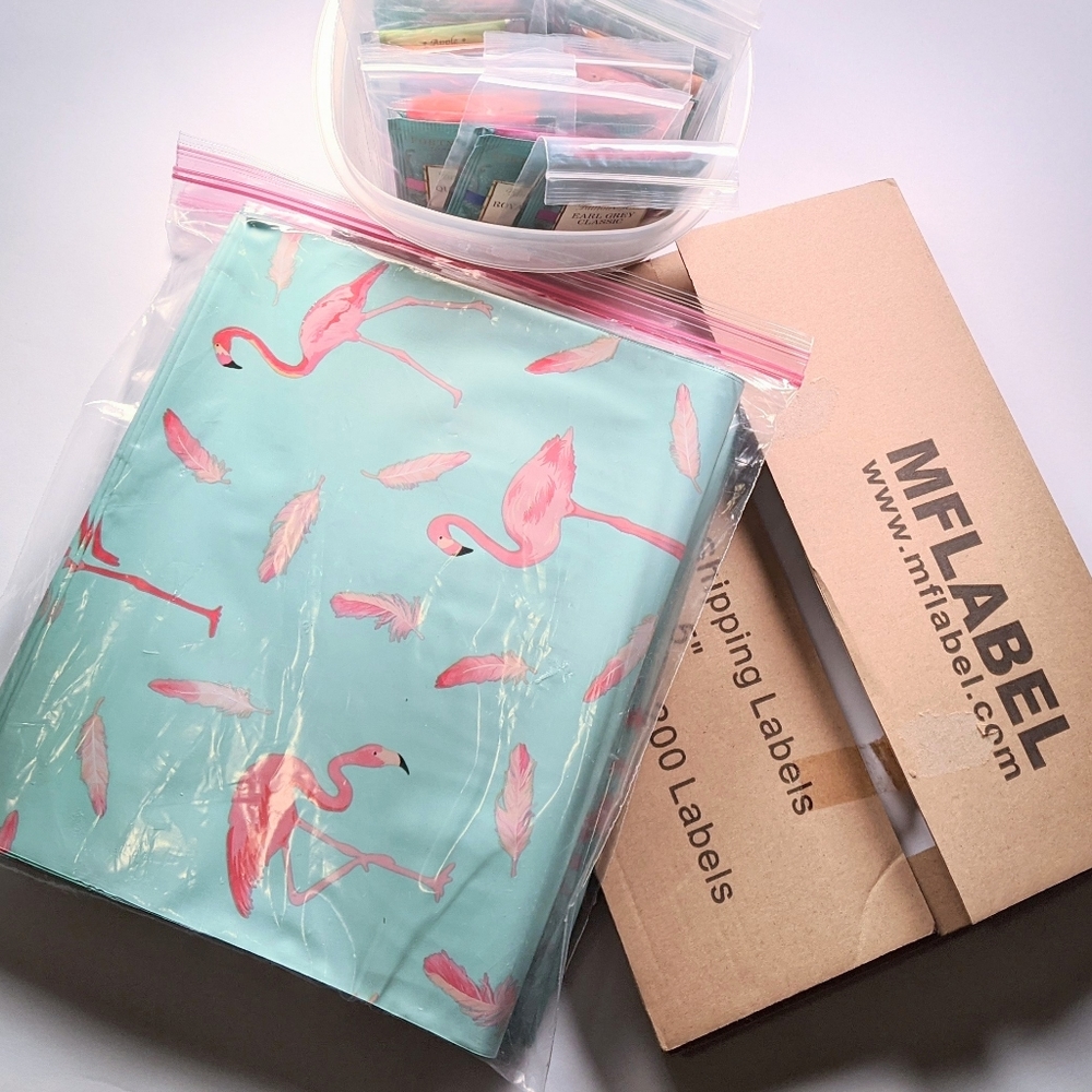 Shipping supplies open box bags labels free gifts